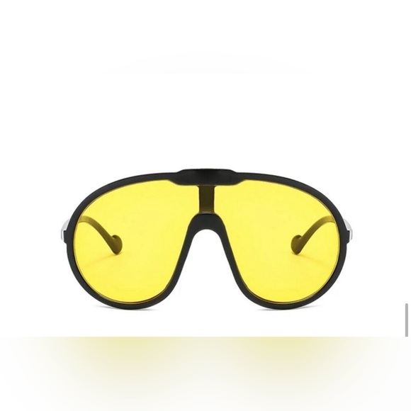 Yellow Oversized One-piece Sunglasses - Picture 10 of 11